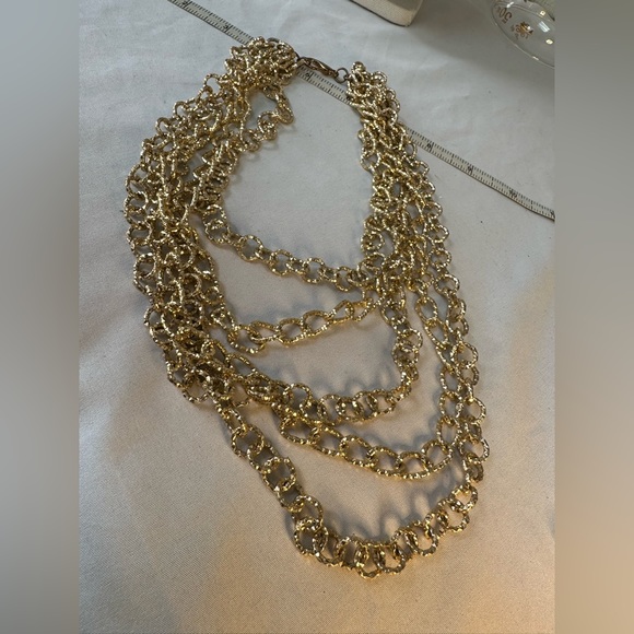 Classic circle chain multi strand goldtone necklace - Picture 5 of 5